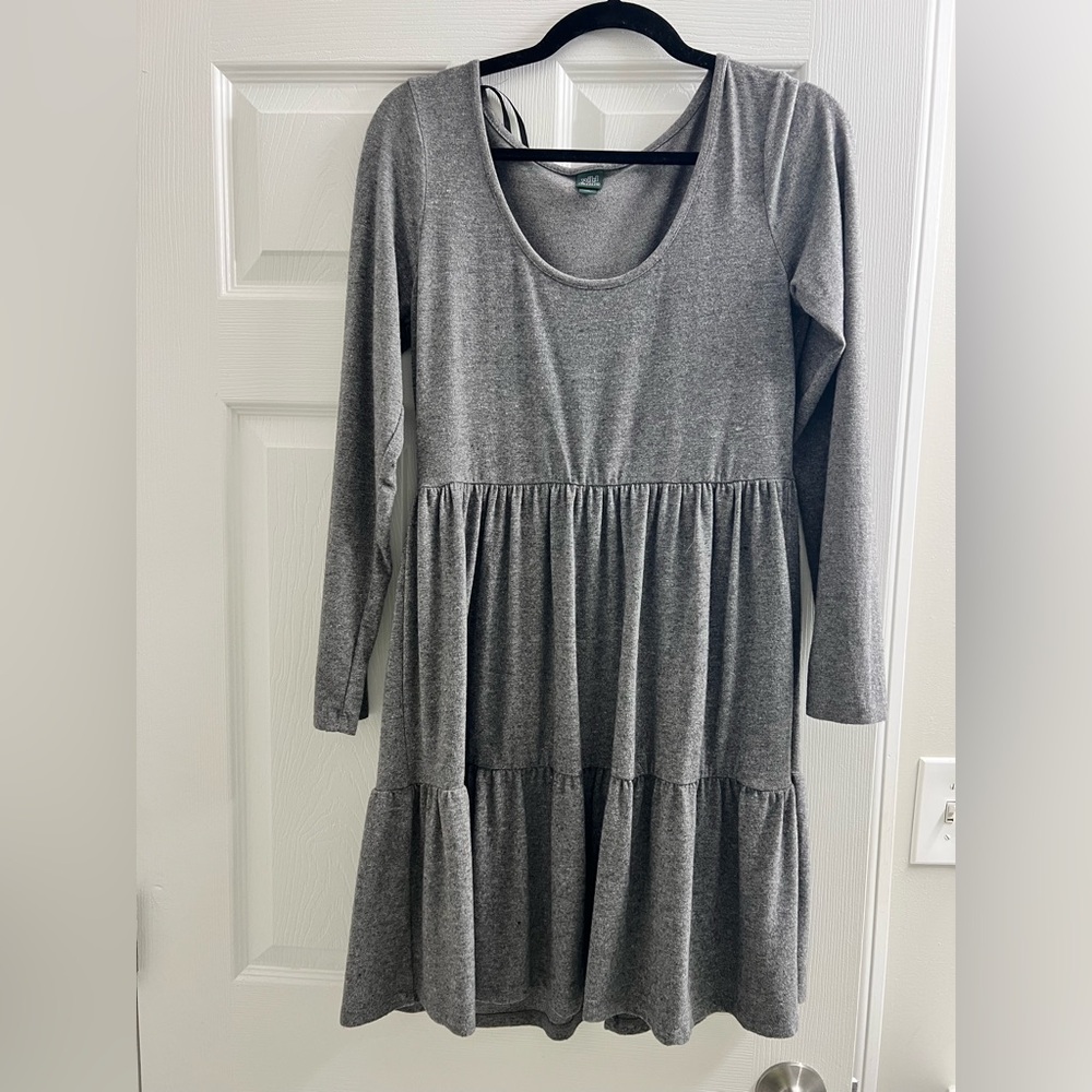 Wild Fable Heather Gray Long Sleeve Soft Knee Length Dress (M)